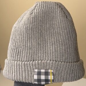 UPSTATE STOCK Upcycled Cotton Watchcap Hat Cap Gray Black Yellow Plaid USA Made